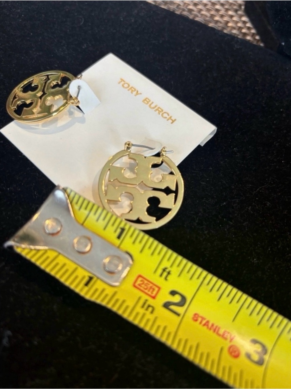 Tory Burch Gold Openwork Logo Drop Earrings - Picture 4 of 4